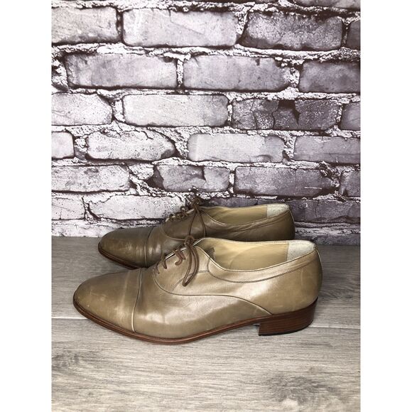 Rodi Taupe Leather Derby Cap Toe Oxfords Lace Up Dress Shoes Men Sz 44EU/11M US - Picture 1 of 16